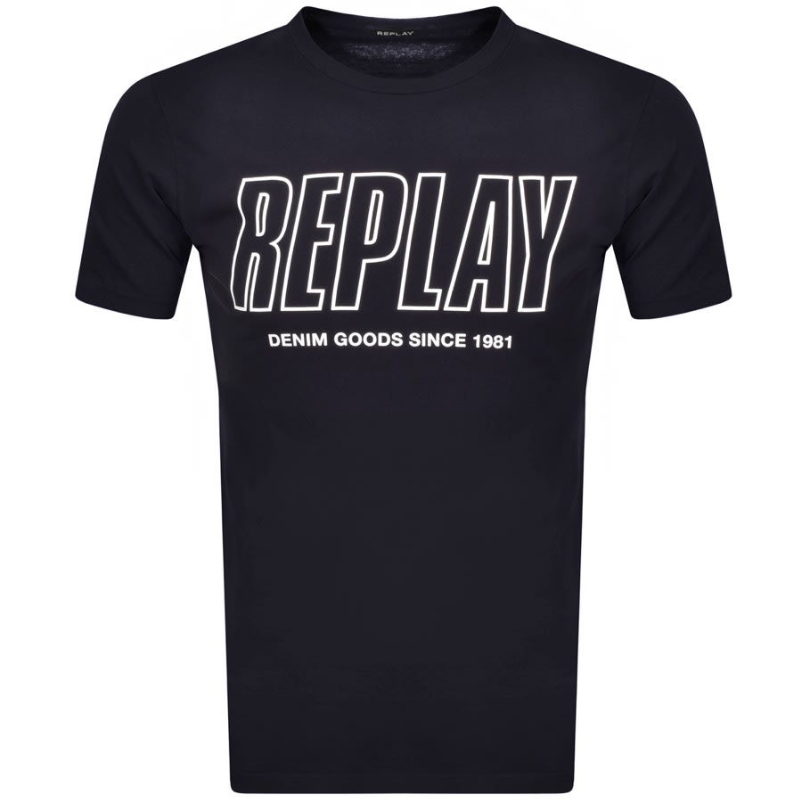 Alternative Image for ProductReplay Logo Crew Neck T Shirt Navy1